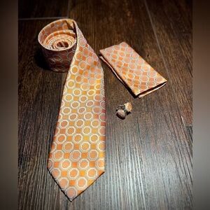 Men’s Hexagonal Tie Orange Silver 57.75"x3.25"